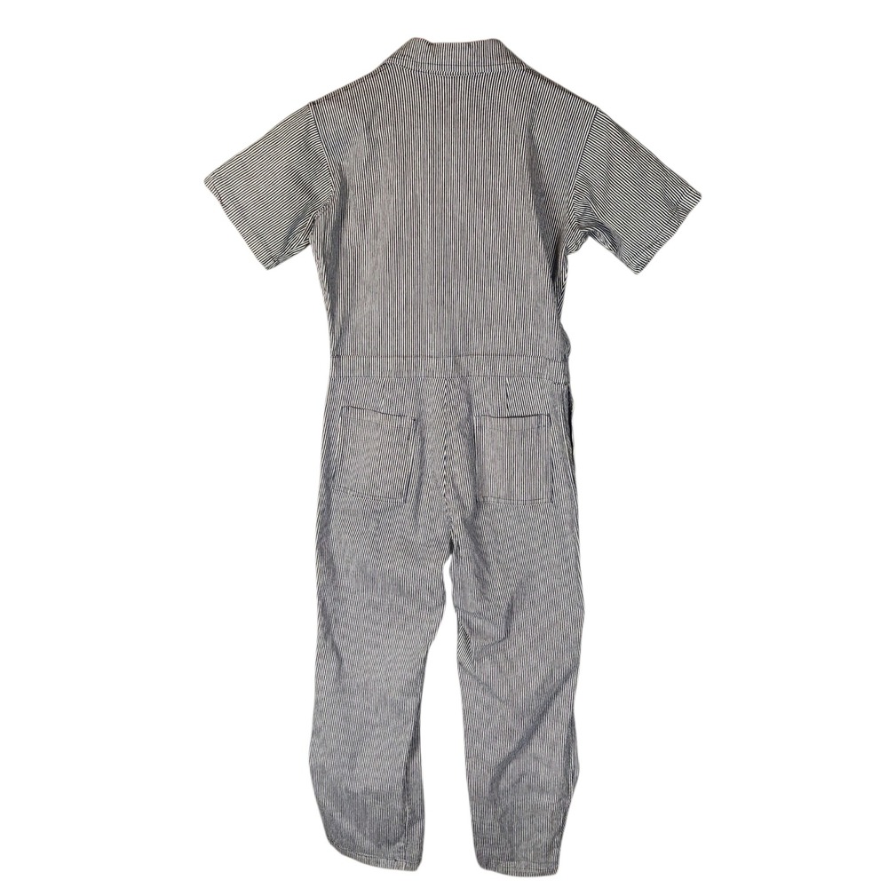 Nooworks Railroad Stripe Coveralls Small Blue Stripe Short Sleeve Workwear - Picture 3 of 9